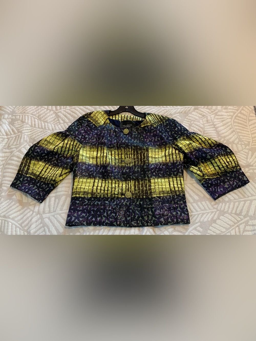 St John Couture Women’s Blazer Multicolor with Yelllow & Purple Sz 8